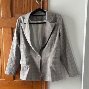 Women's Gray Plaid Blazer
